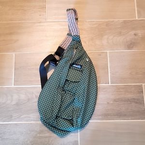 Kavu rope sling bag green and white polka dots